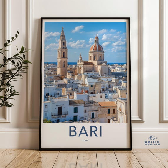 Bari Italy Skyline Wall Art Cityscape Print Landmark Poster Travel Photography Decor