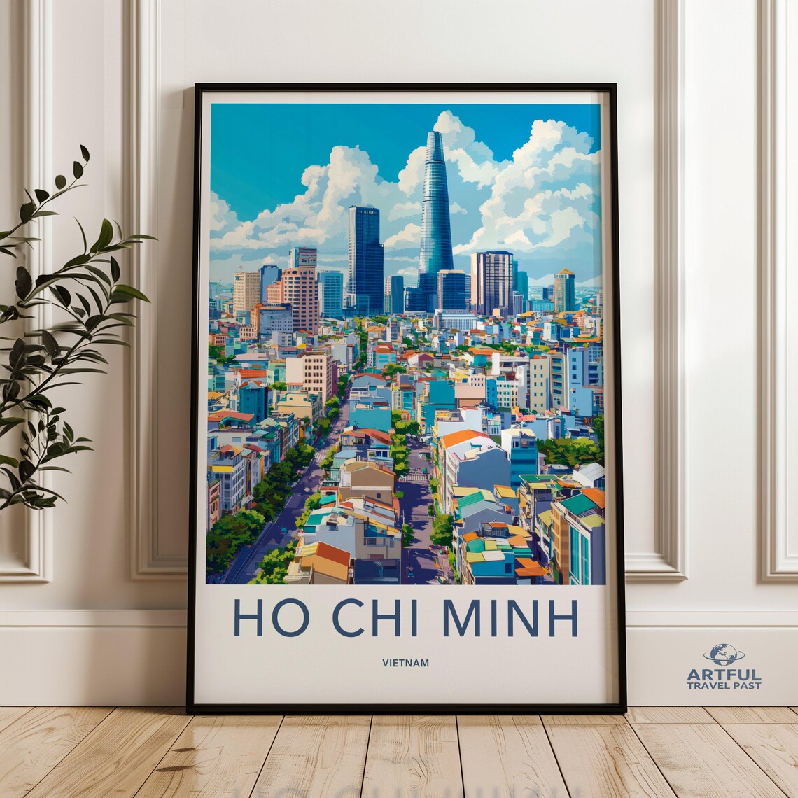 Ho Chi Minh Vietnam Colorful Cityscape Skyline Travel Poster