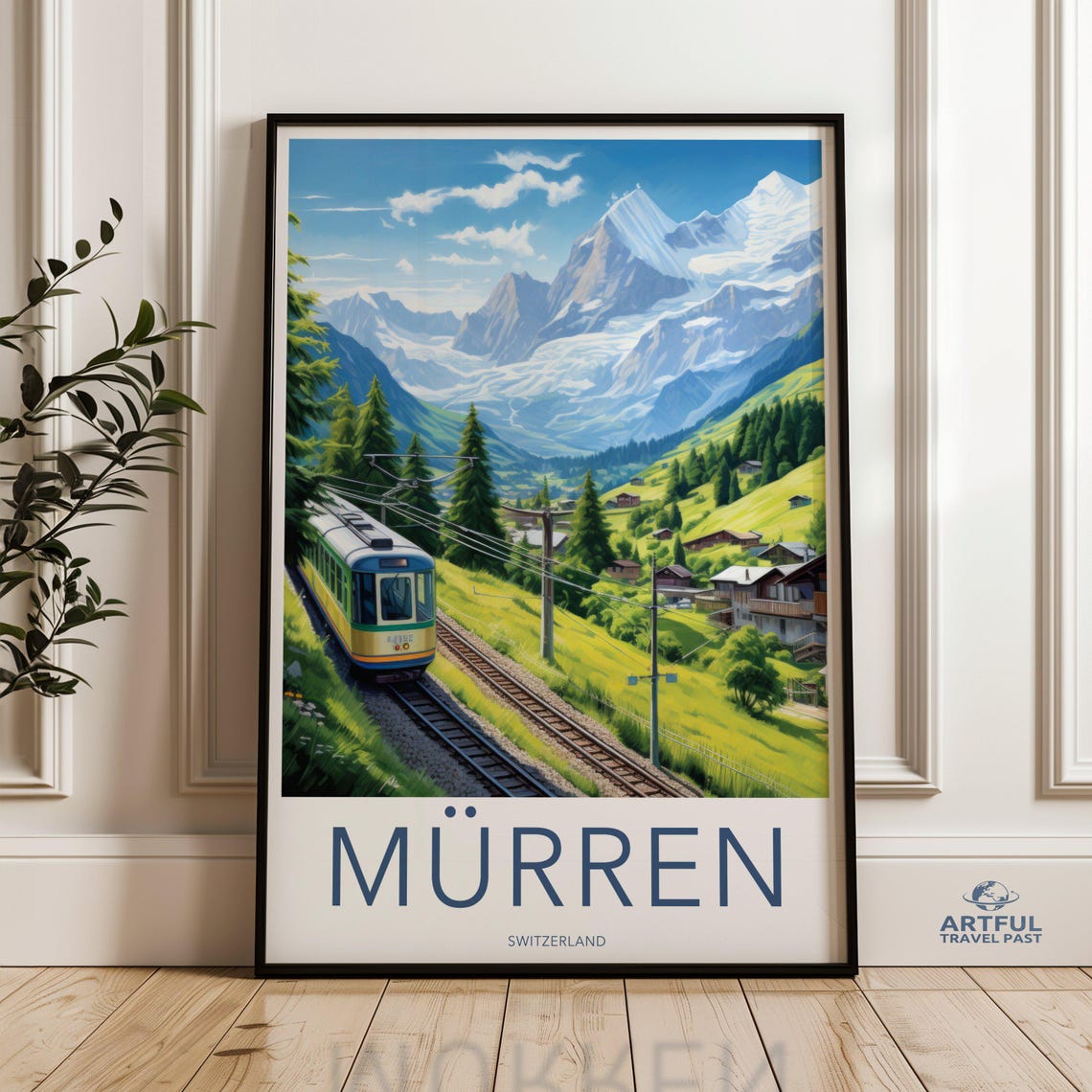 Murren Switzerland Alpine Train Mountain Village Travel Poster