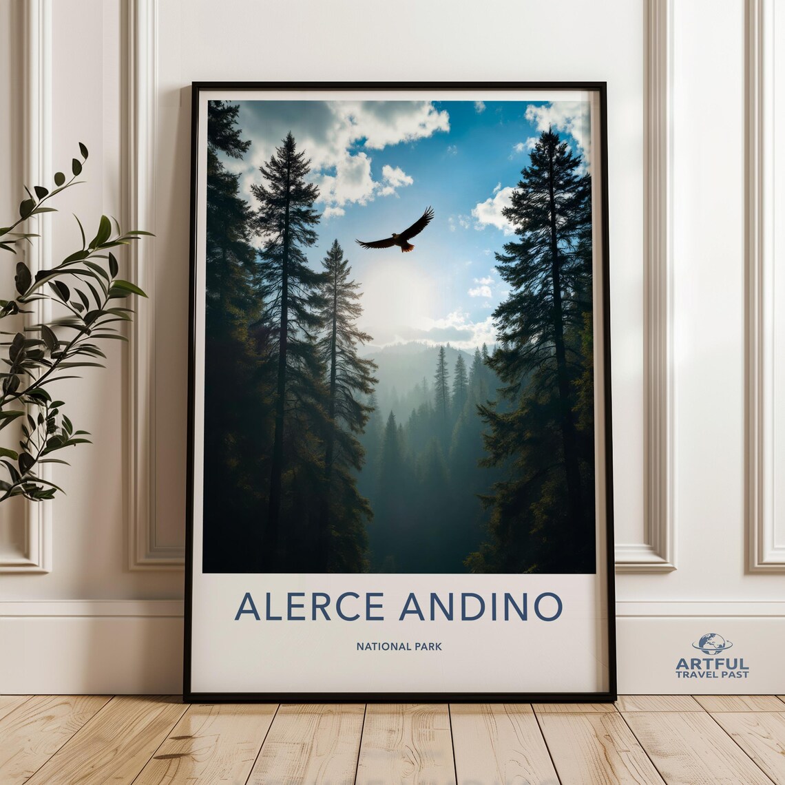 Alerce Andino National Park Eagle Forest Vintage Travel Poster