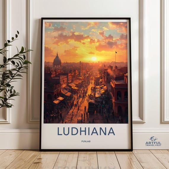 Ludhiana Punjab Wall Art India Cityscape Print Sunrise Street Scene Urban Landscape Travel Poster Home Decor