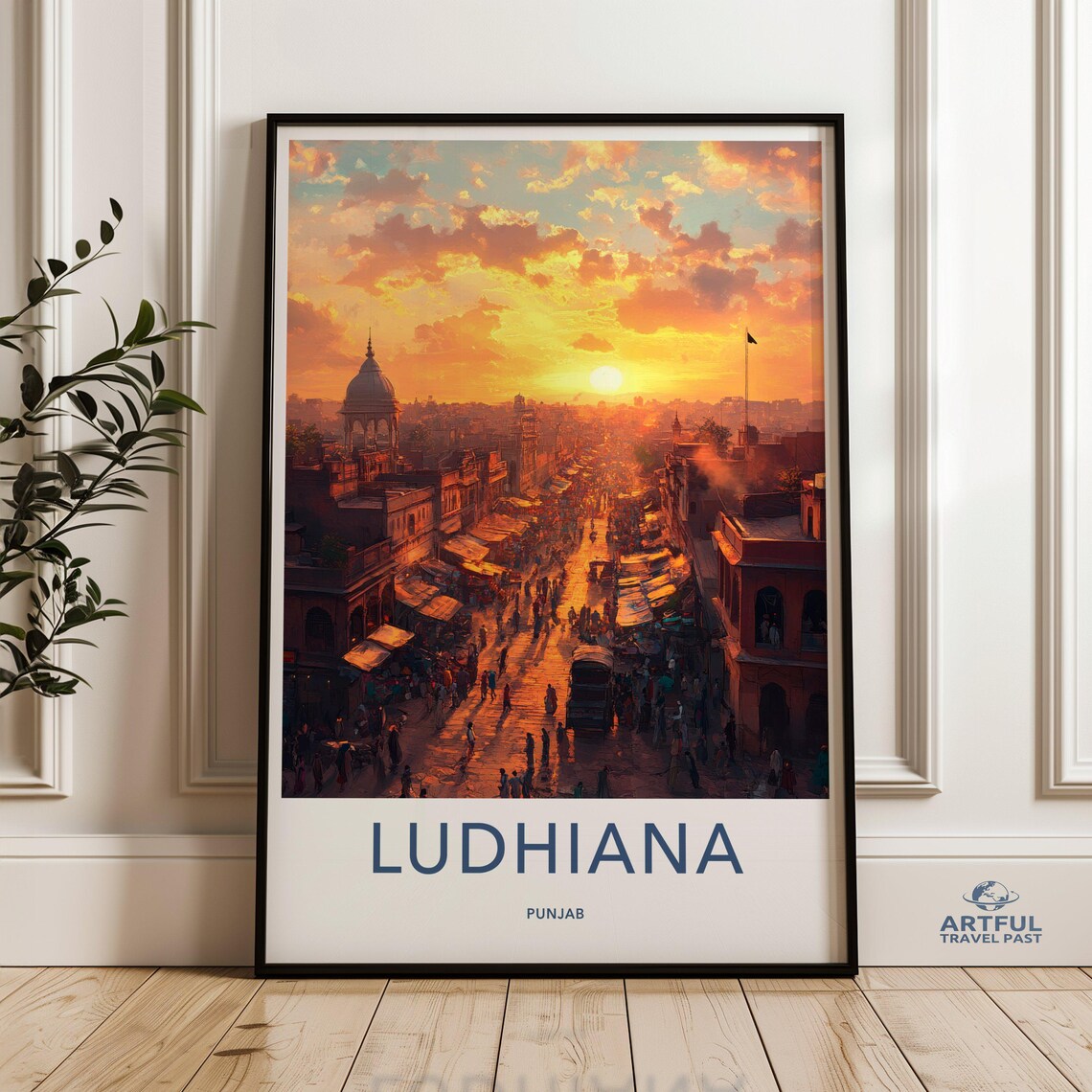 Ludhiana Punjab Wall Art India Cityscape Print Sunrise Street Scene Urban Landscape Travel Poster Home Decor
