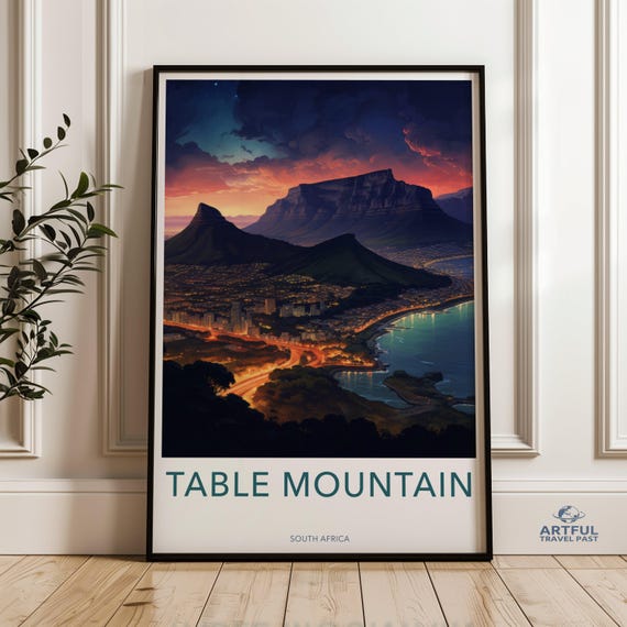 Table Mountain Wall Art Print Cape Town Landscape Sunset Over South African Landmark Nature Decor