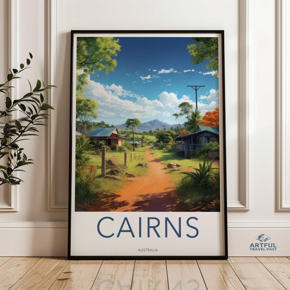 Cairns Australia Wall Art Print Scenic Landscape Poster Country Road Artwork Tropical Rural Decor Home Decoration