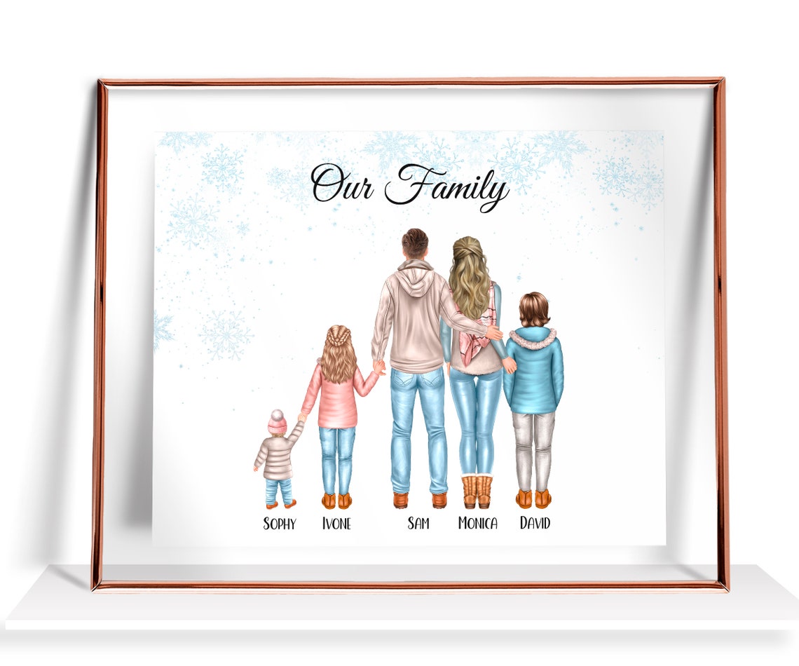 Family Portrait Personalized Family Gift Christmas Family Gift Custom Family Print Our Family Illustration Mom Gift Family Picture