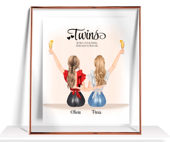 Twin Sister Gift From Sister Twins Birthday Gift Personalized Twins Print Twins Gift Ideas Custom Twins Picture Twins Sisters Poster