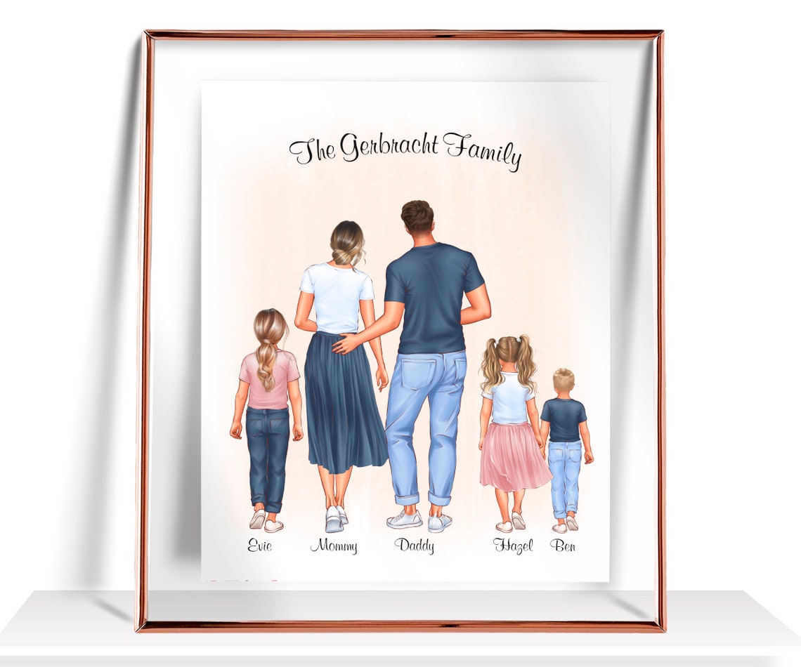 Custom Family Portrait Family Gift Mothers Day Gift Family And Pet Print Personalized Family Illustration Mom Gift Dad Gift Family Wall Art