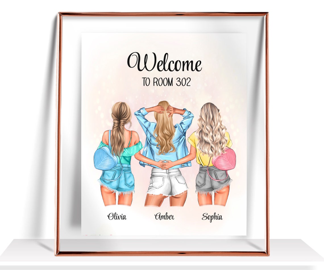 Welcome to Room 302 Three Best Friends Backpacks Dorm Room Poster