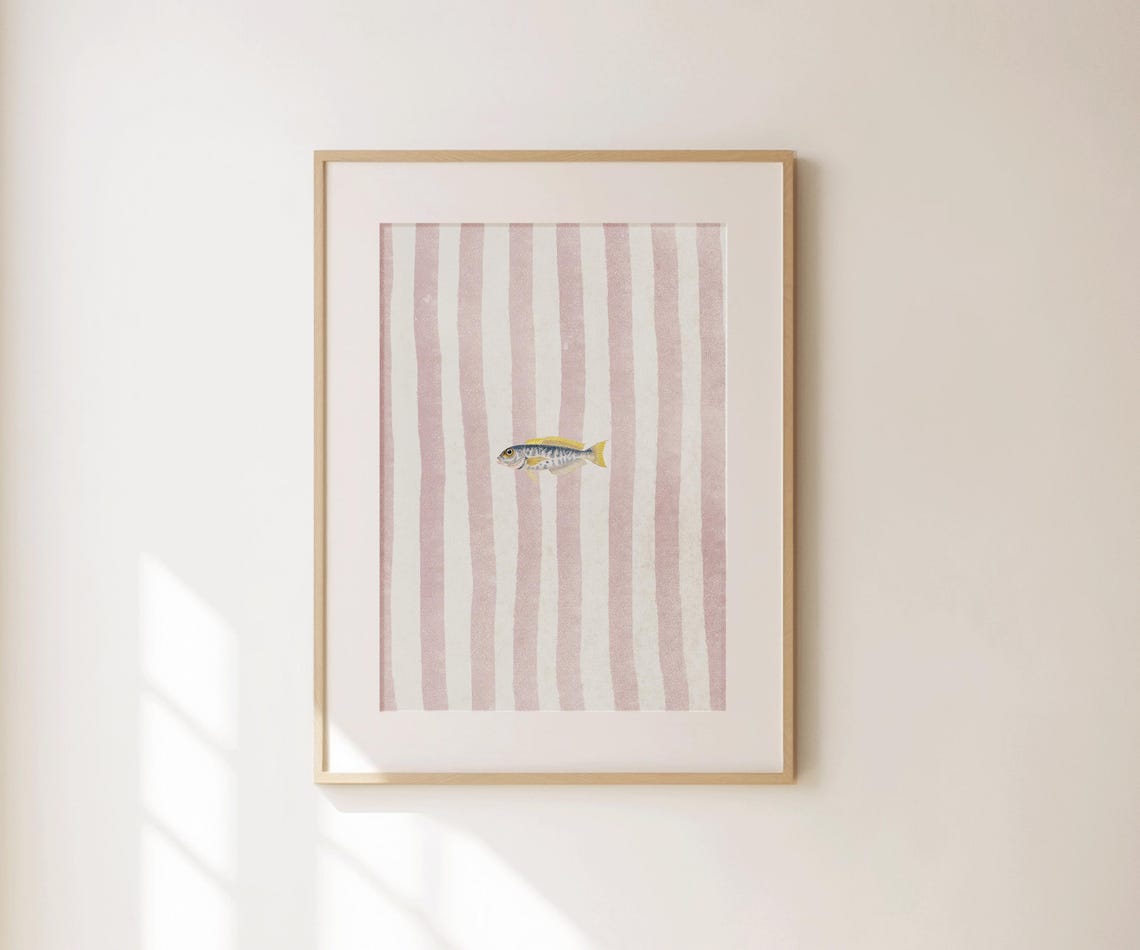 Lone Fish Print Retro Fish Wall Art Cute Illustration Print Preppy Apartment Wall Decor Summer Decor Kitchen Wall Art Fish Art - Image 2