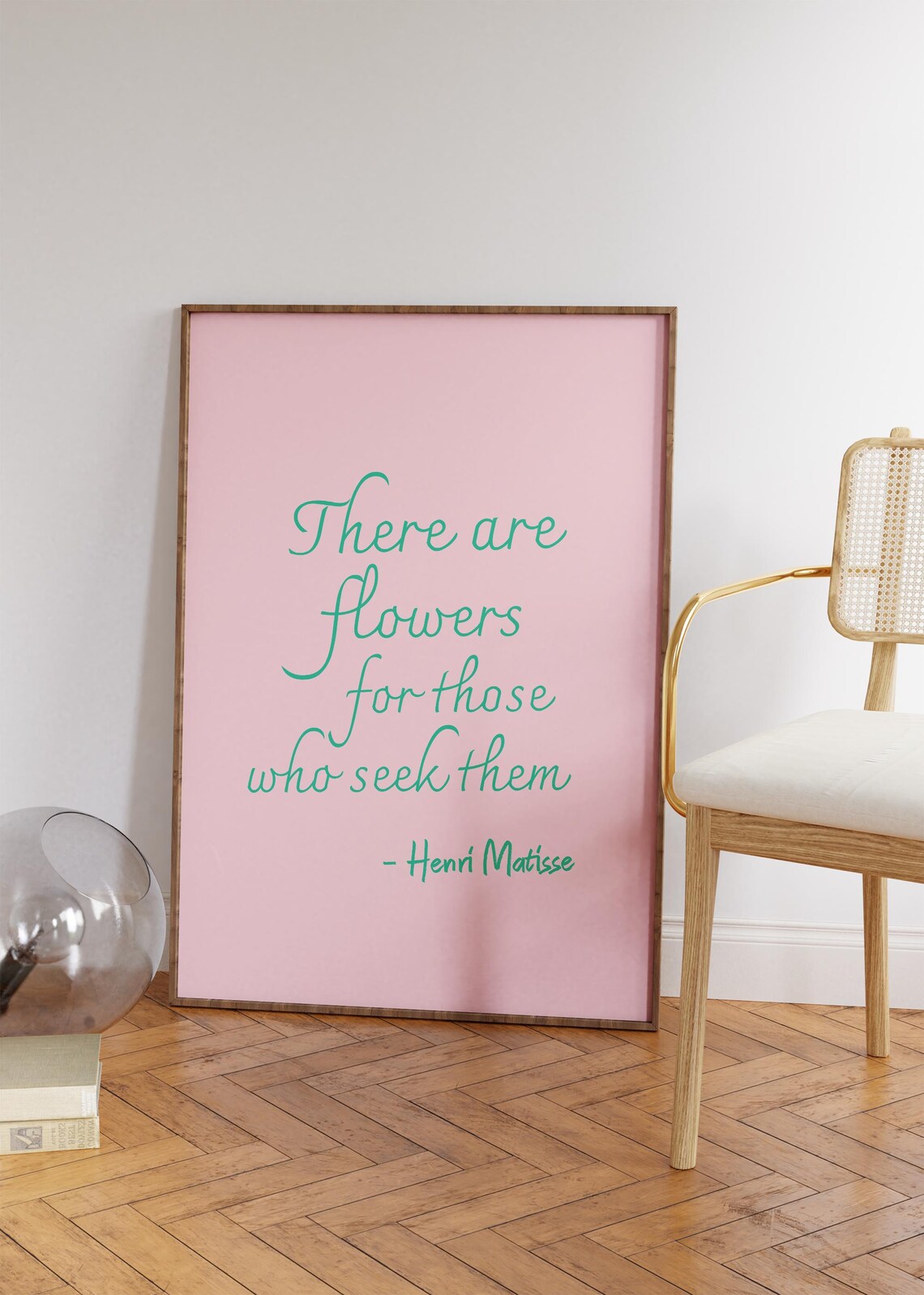 Henri Matisse There Are Flowers Pink Script Botanical Quote Decor Poster - Image 4