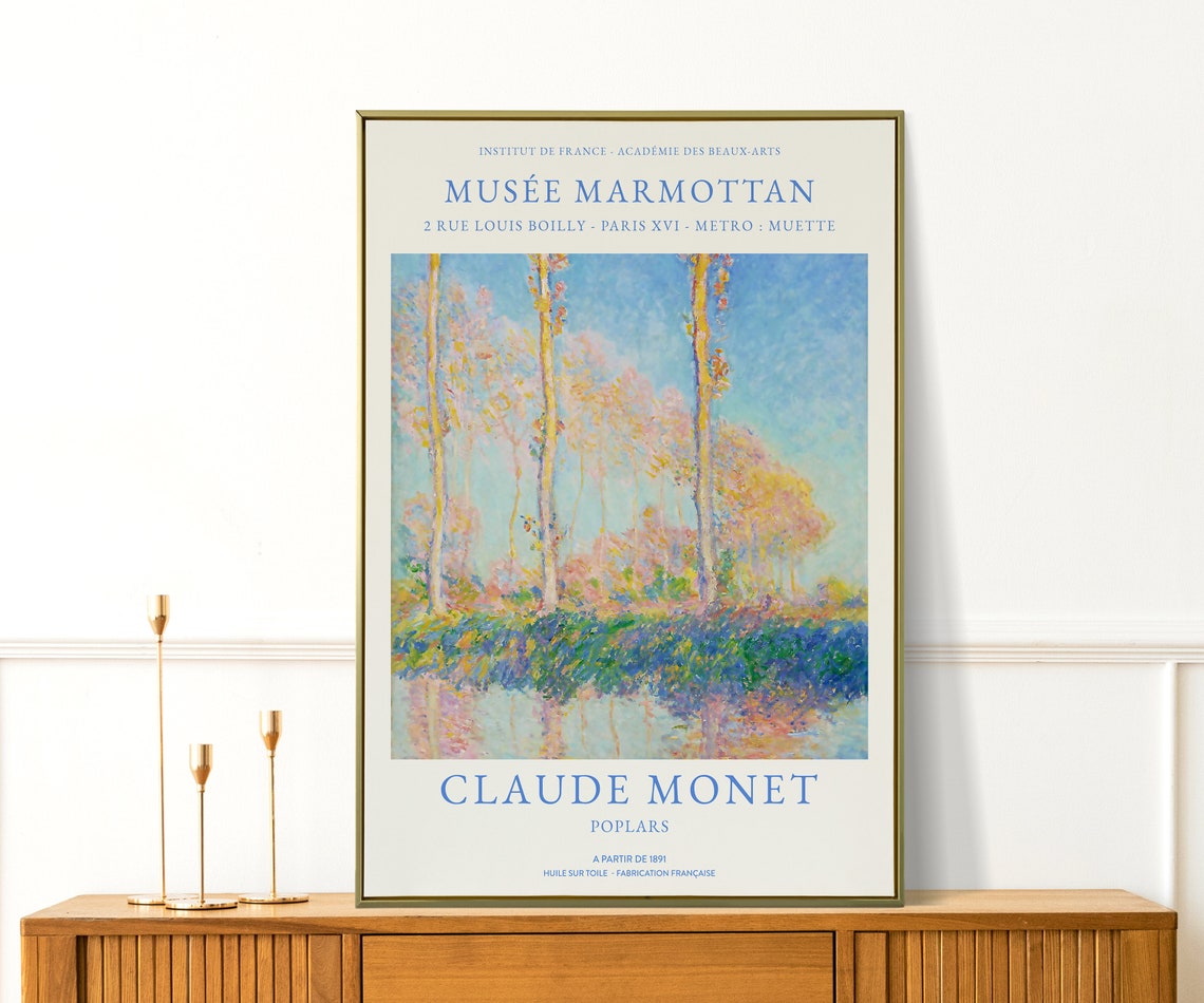 Claude Monet Poplars Museum Exhibition Pastel Impressionist Art Poster