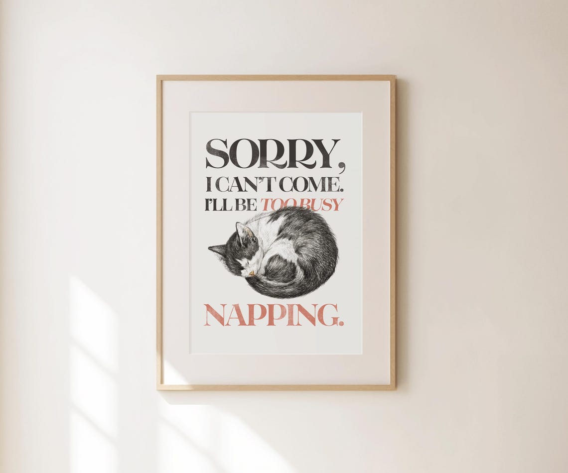 Im Too Busy Napping Print Homebody Wall Art Sleepy Art Hot Girls Art Self Care Poster Retro Preppy Wall Decor Girly Gifts Apartment - Image 3