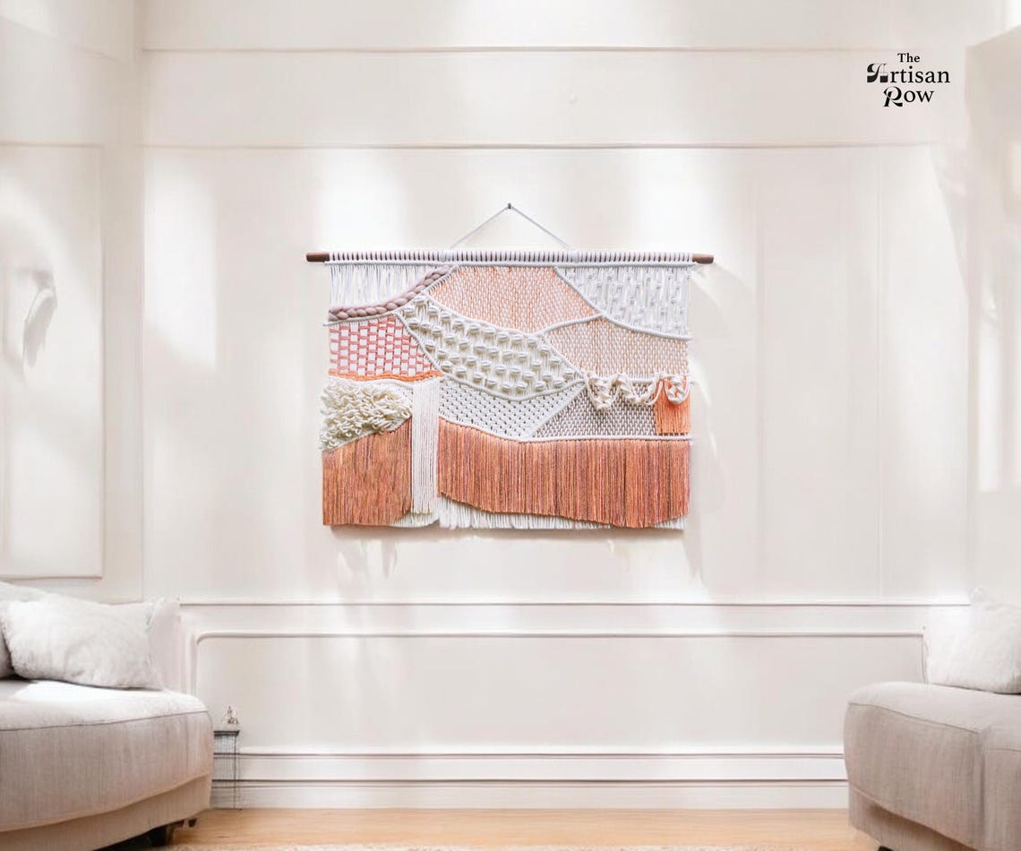 Macrame Wall Hanging Macraweaves Bohemian Decoration Woven Wall Hanging Macrame Mural Housewarming Gift Headboard Decor Handmade Gift - Image 3