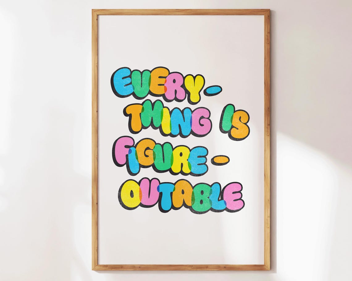Everything Is Figureoutable Rainbow Bubble Letters Colorful Poster - Image 4