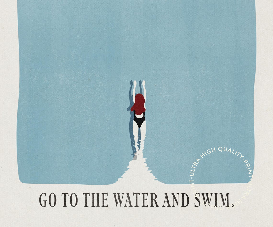 When In Doubt Go To The Water And Swim Blue Ocean Diver Wall Art - Image 5