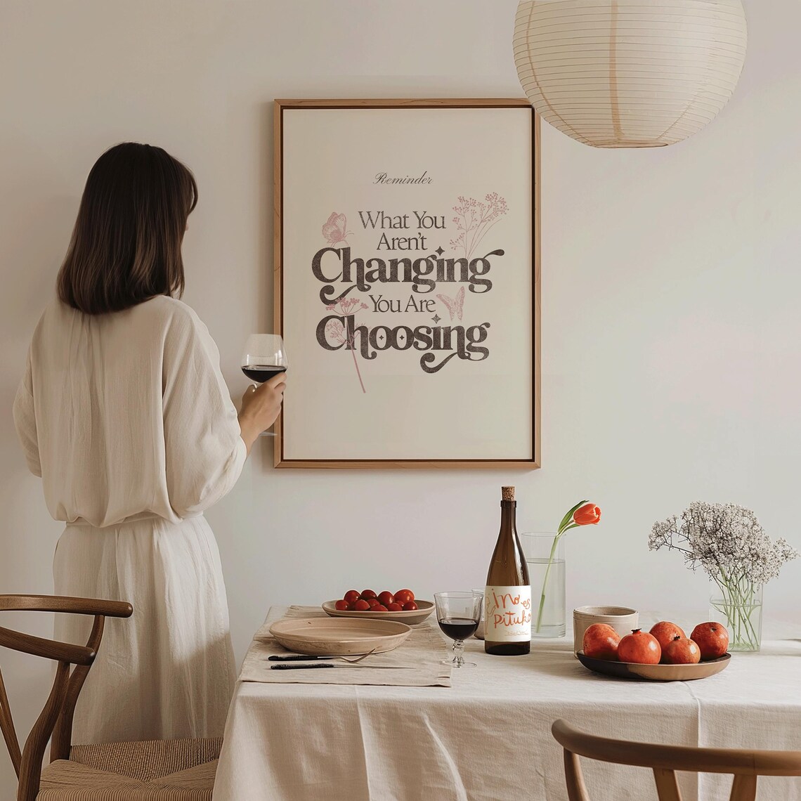 What You Arent Changing You Are Choosing Brown Floral Reminder Poster - Image 2