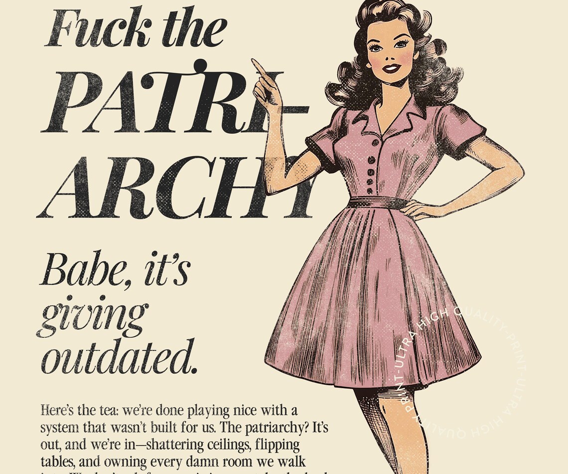 Fuck The Patriarchy Print Retro Feminist Wall Art Trendy Preppy Wall Decor Funny Bedroom Apartment Decor Hot Girls Print Empowerment - Image 5