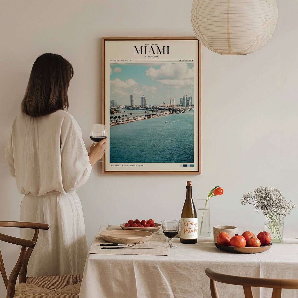 Miami Florida Bay Skyline Turquoise Water Palms Shoreline Travel Poster - Image 3
