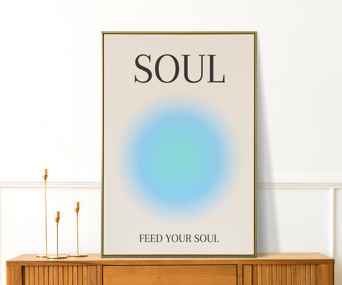Feed Your Soul Blue Aura Minimalist Mindfulness Affirmation Poster - Image 3