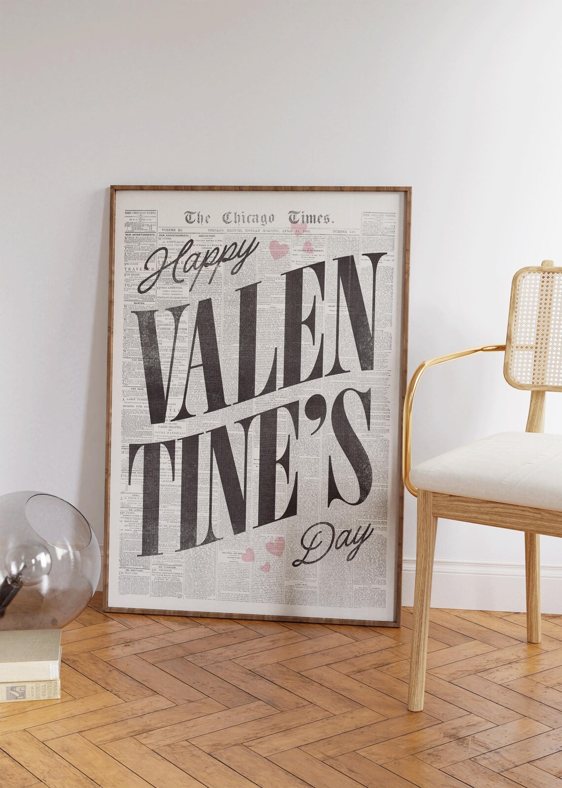 The Chicago Times Happy Valentines Day Vintage Newspaper Art Poster - Image 4