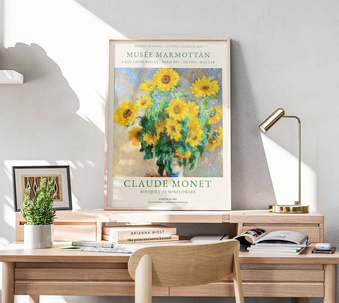 Claude Monet Bouquet of Sunflowers Impressionist Yellow Blooms Art Print - Image 2