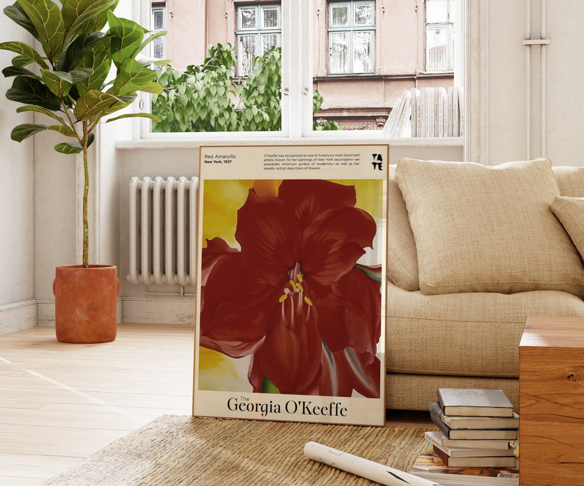 Georgia O'Keeffe Red Amaryllis Tate Bold Red Floral Art Poster - Image 2