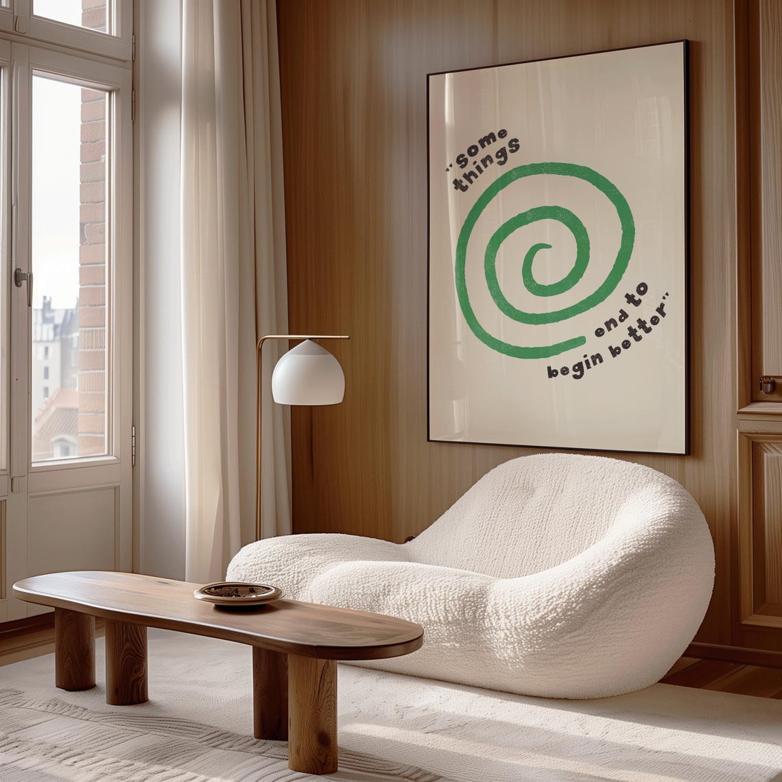 Some Things End To Begin Better Green Spiral Quote Mid Century Print - Image 2