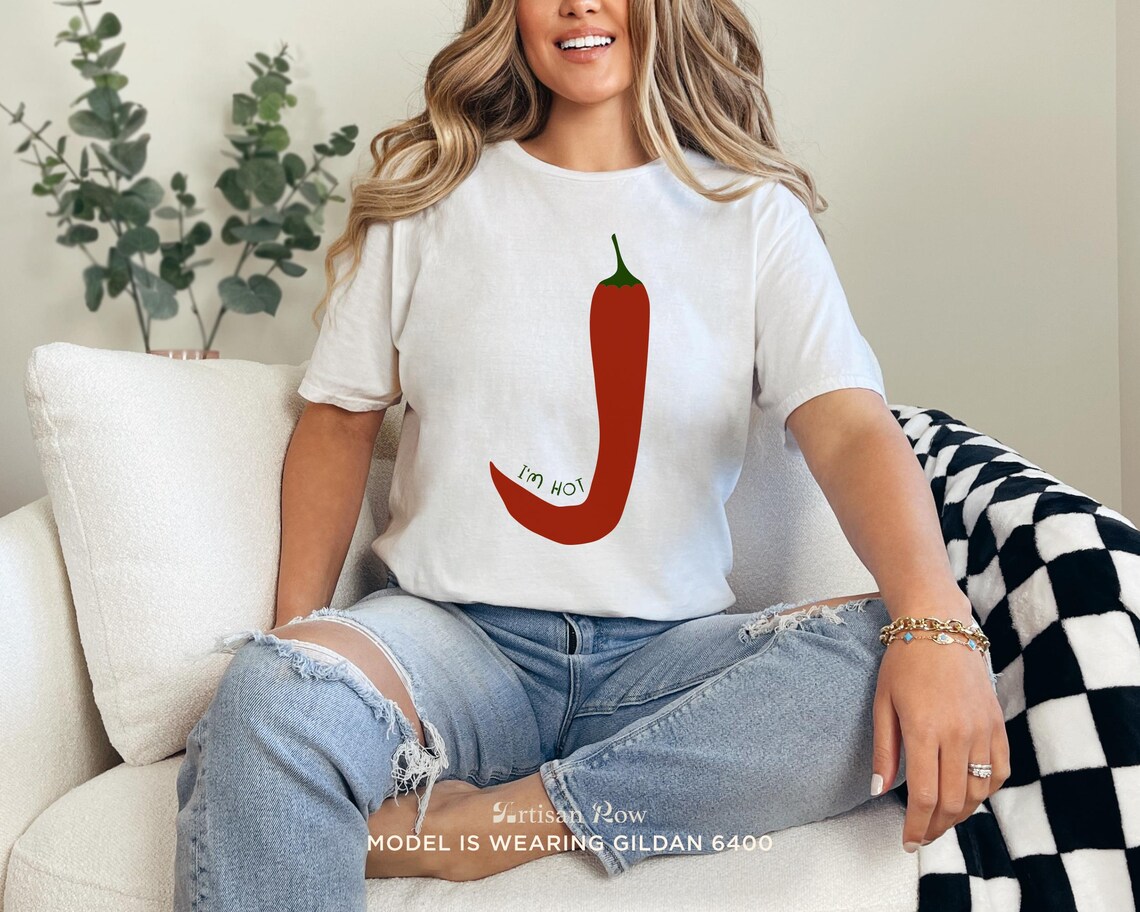 I'm Hot Red Chili Pepper Funny Minimalist White Tee Graphic Design Print - Image 4
