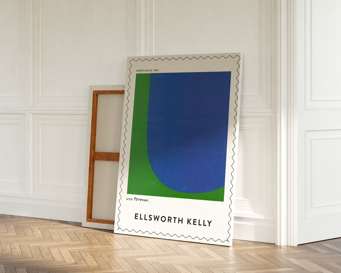 Ellsworth Kelly Green Blue 1965 Minimalist Abstract Stamp Art Print - Image 3