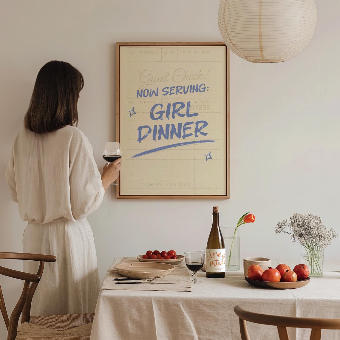 Girl Dinner Guest Check Retro Diner Funny Kitchen Food Poster - Image 3