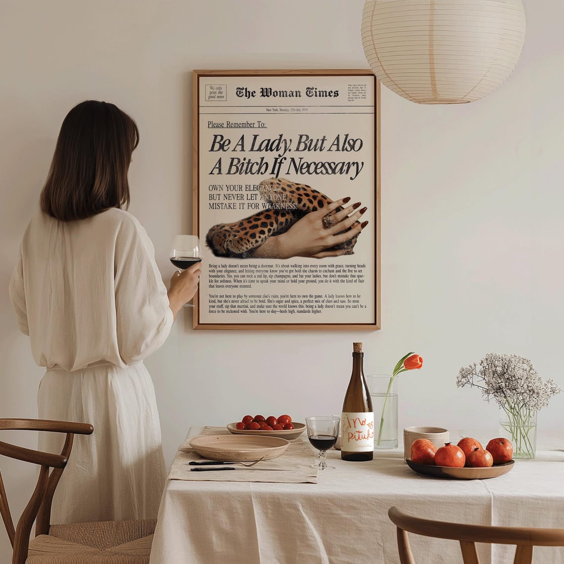 Be A Lady But Also A Bitch Leopard Retro Feminist Quote Wall Print - Image 2