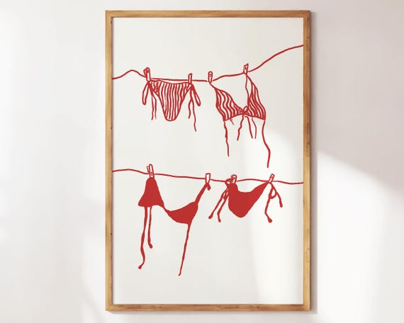 Bikini Wall Art Beach Club Print Cute Beach Wall Art Bikini Illustration Print Preppy Apartment Decor Cute Coastal Art Summer Decor