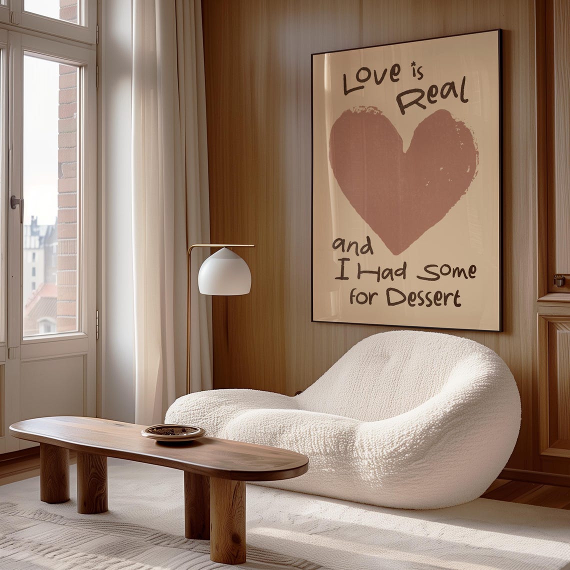 Love Is Real And I Had Some For Dessert Brown Heart Funny Wall Art - Image 2