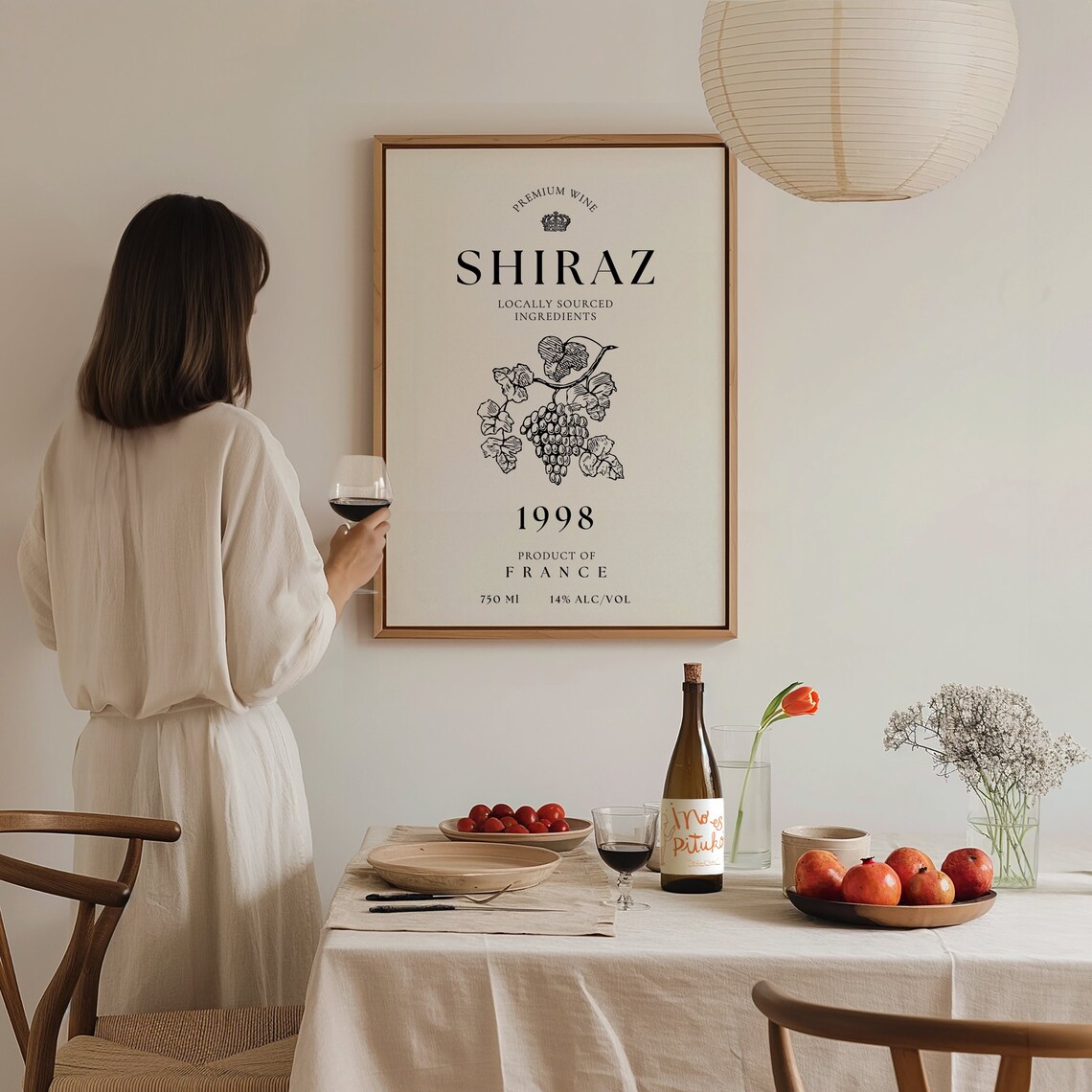 Shiraz Premium Wine 1998 France Vintage Label Style Kitchen Bar Poster - Image 3