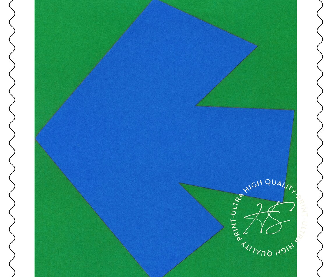 Ellsworth Kelly Green 1964 Blue Diamond Geometric Stamp Art Print - Image 5