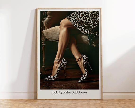Bold Moves Print Leopard Wall Art Retro Cheetah Print Vintage Girly Wall Art Trendy Preppy Wall Decor Bedroom Apartment Decor Gift