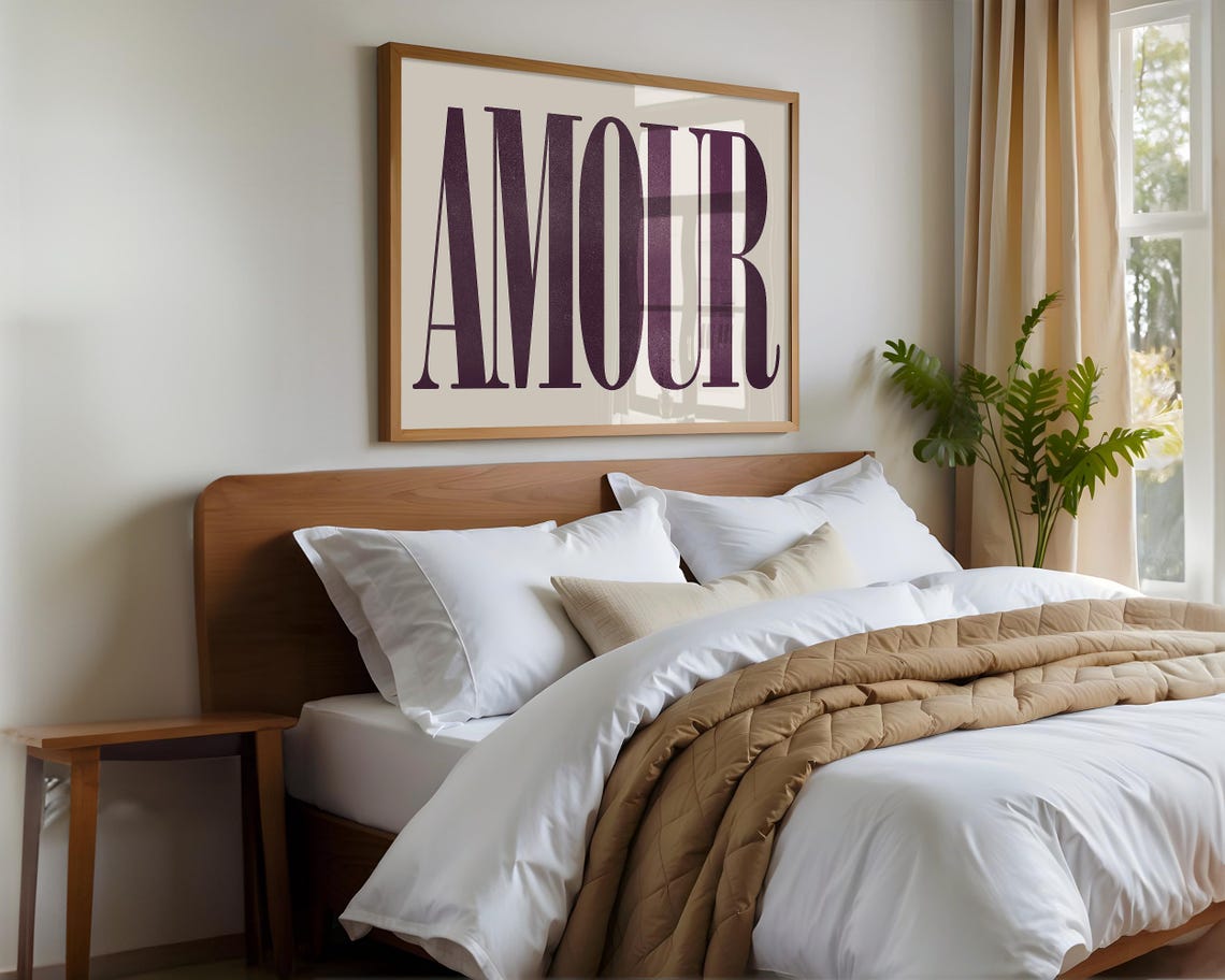 Amour Bold Plum Serif French Typography Romantic Wall Art Poster - Image 3