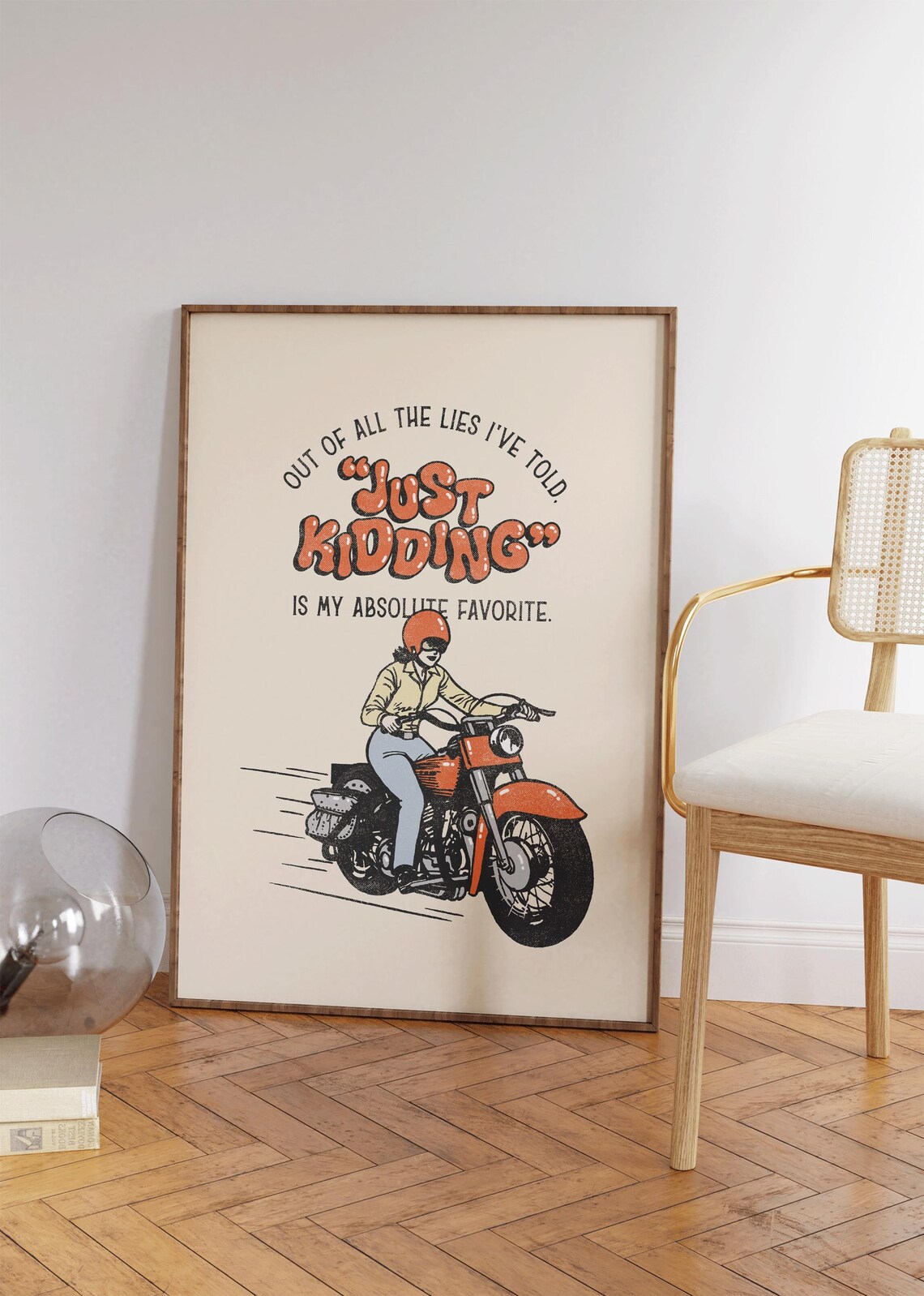 Just Kidding Funny Quote Motorcycle Rider Retro Wall Art Poster - Image 3