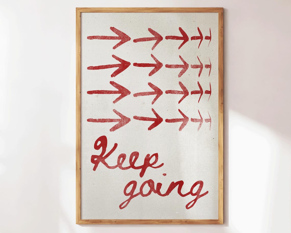 Keep Going Red Arrow Retro Typography Mid Century Affirmation Poster - Image 2