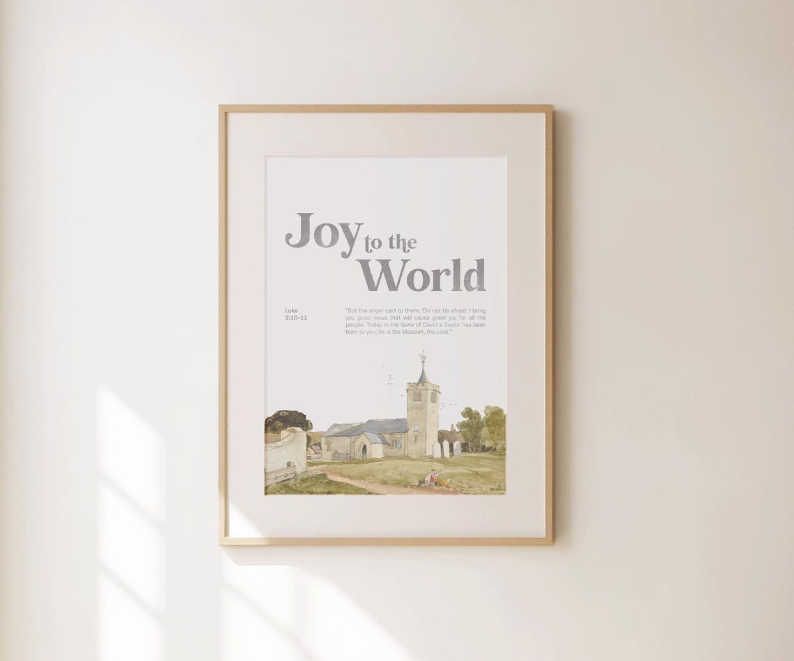 Joy To The World Luke Christmas Scripture Watercolor Church Wall Art - Image 2
