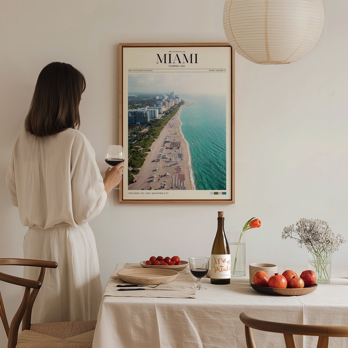 Miami Florida Beach Coastline Aerial View Travel Poster Ocean Art - Image 3