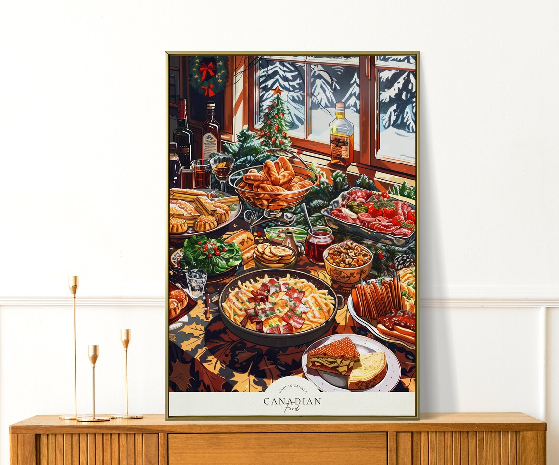 Canadian Food Winter Feast Illustrated Retro Kitchen Wall Art Print - Image 4
