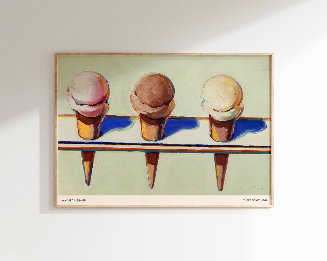 Wayne Thiebaud Three Cones 1964 Ice Cream Art Print Kitchen Decor - Image 2
