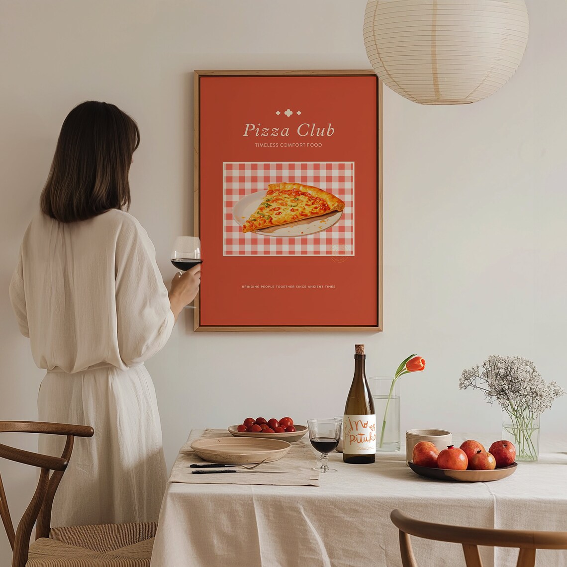 Pizza Club Timeless Comfort Food Retro Red Kitchen Wall Art Poster - Image 3