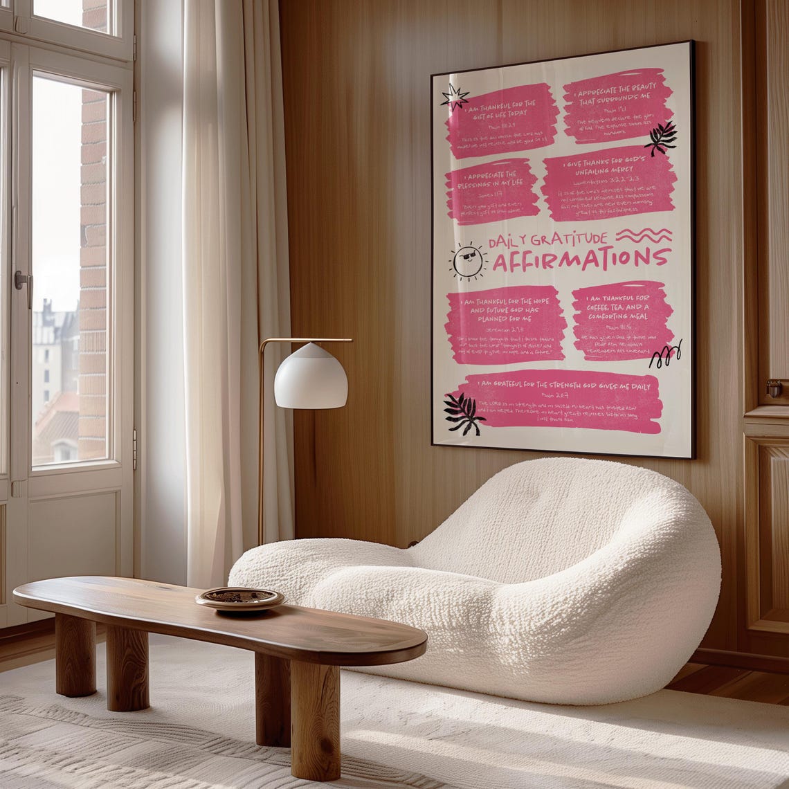 Daily Gratitude Affirmations Pink Christian Scripture Quote Poster - Image 2