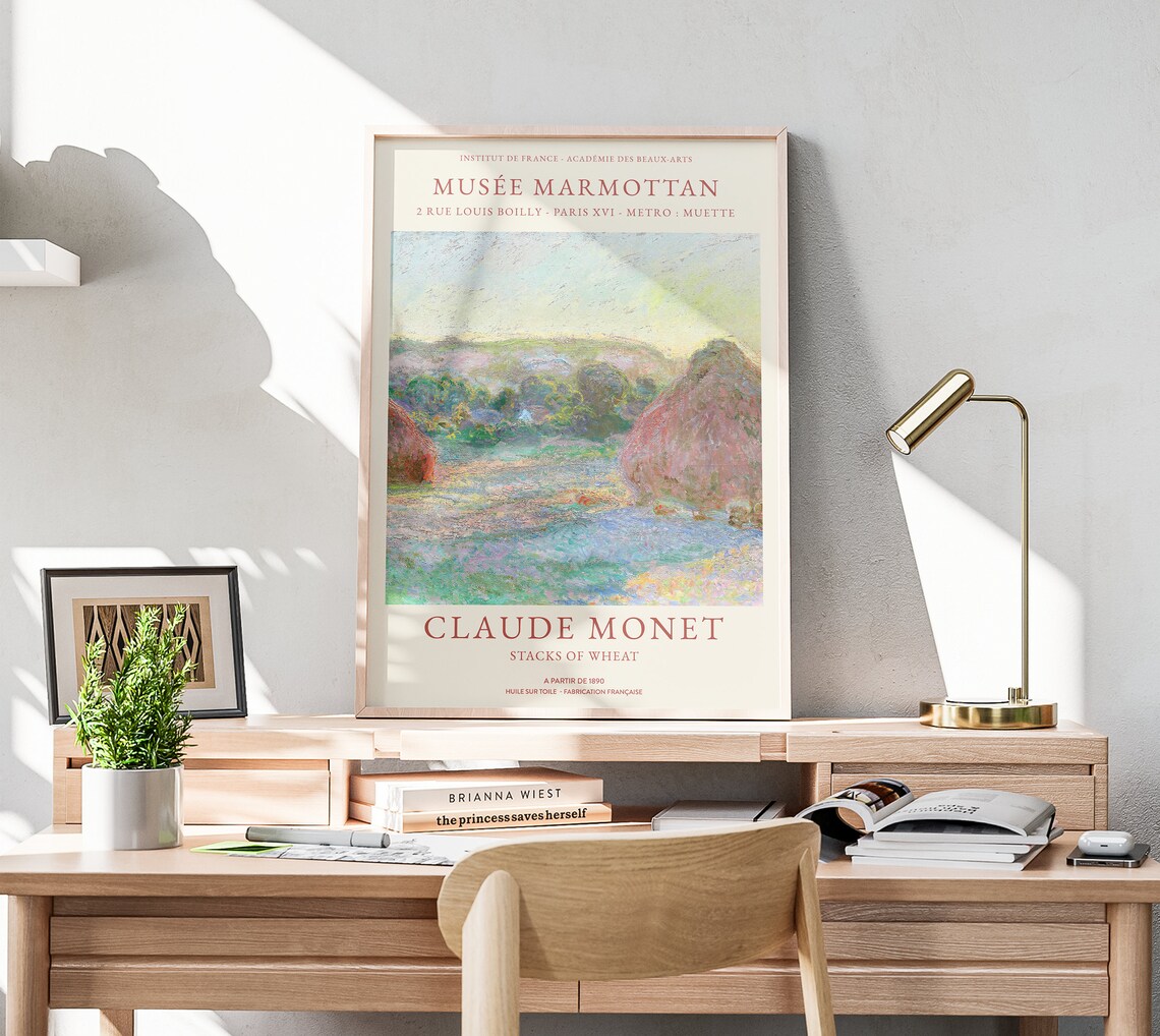 Claude Monet Stacks Of Wheat 1890 Impressionist Field Exhibition Poster - Image 2