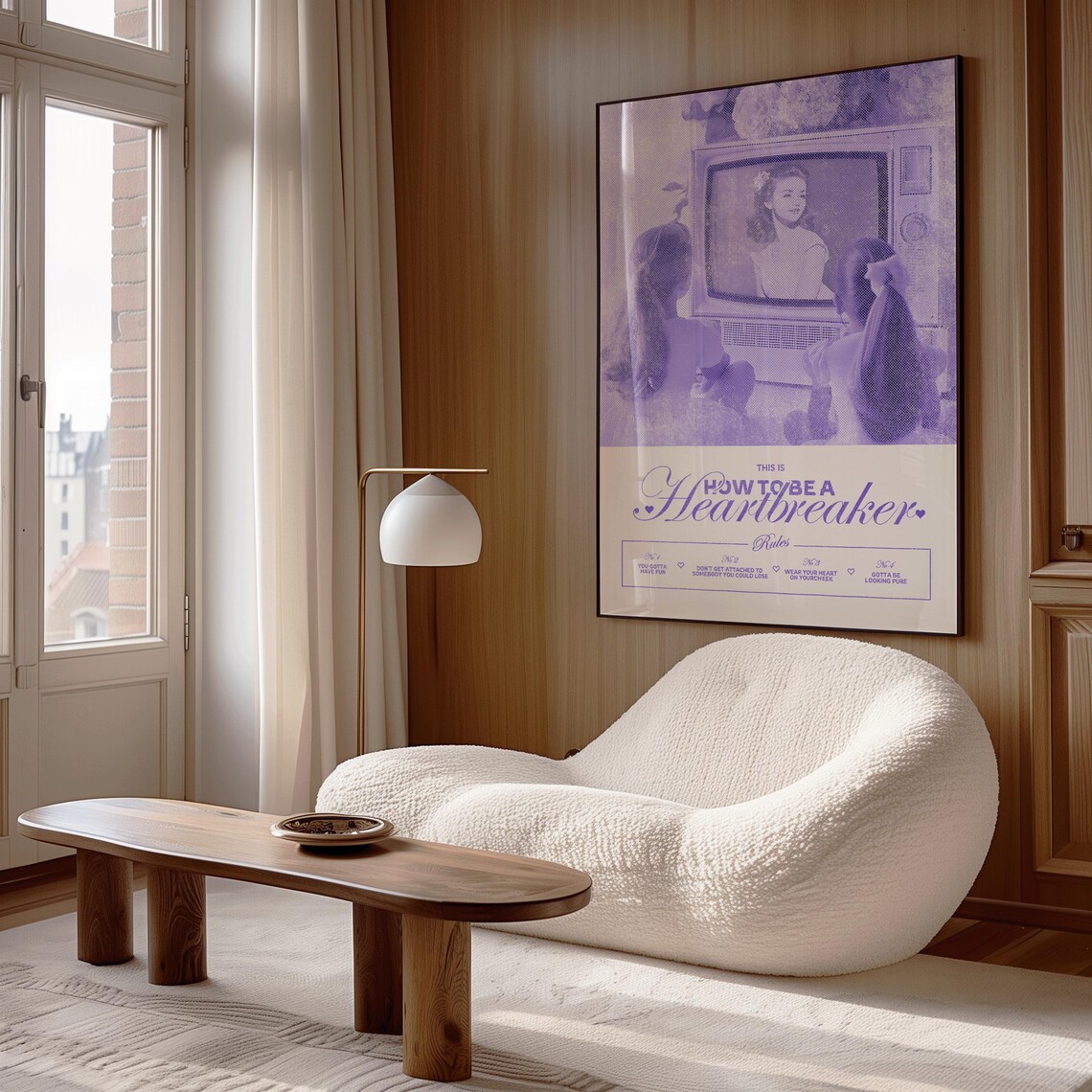 How To Be A Heartbreaker Purple Retro TV Rules Girly Art Poster - Image 4