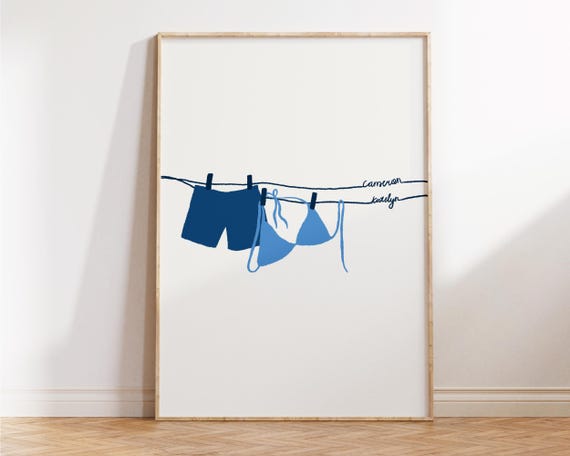 Custom Cute Initials For Couple Anniversary Print Custom Bra Pants Art Personalized Couple Initial Print Anniversary Valentines Day Gift