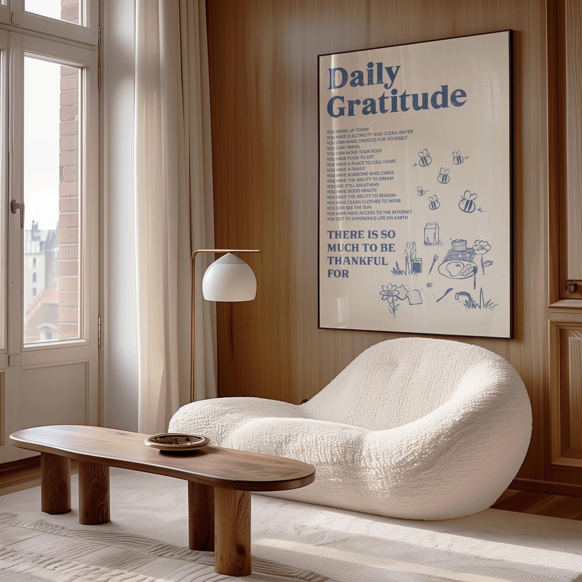 Daily Gratitude Blue Affirmations Illustrated Mindfulness Quote Print - Image 3