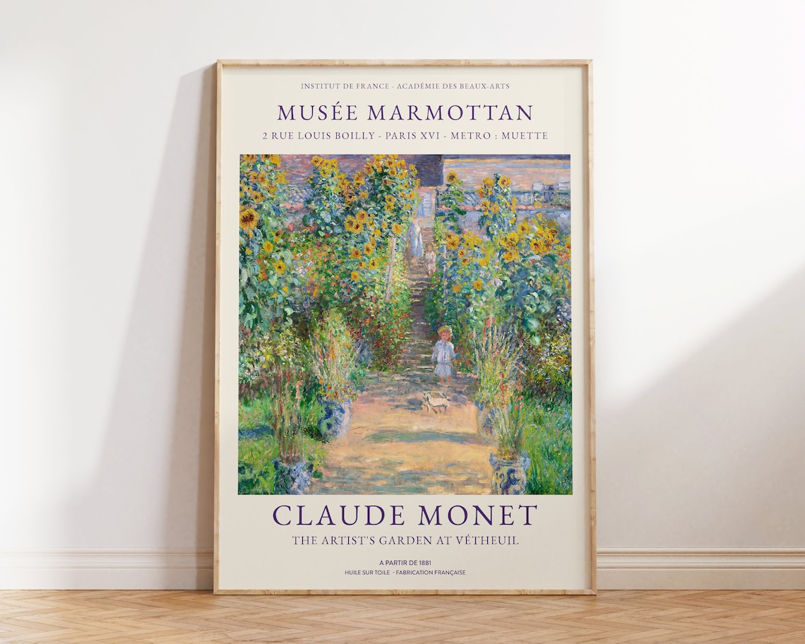 Claude Monet Artist Garden Vetheuil 1881 Exhibition Poster Wall Art